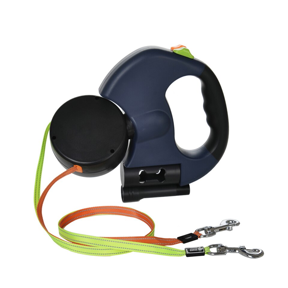 Guia ReGuia Retratil Para Cachorro - 2 Cães, 3 Metros - Azul