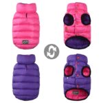 Roupa de frio para cachorro - Dupla face impermeável - Rosa e Roxo