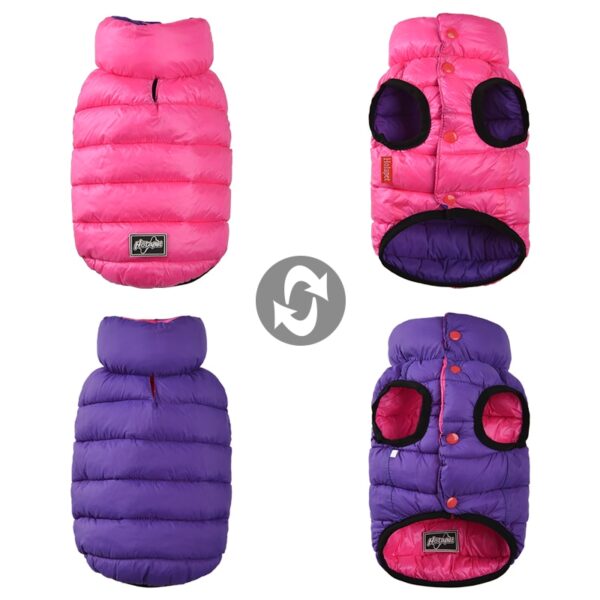 Roupa de frio para cachorro - Dupla face impermeável - Rosa e Roxo