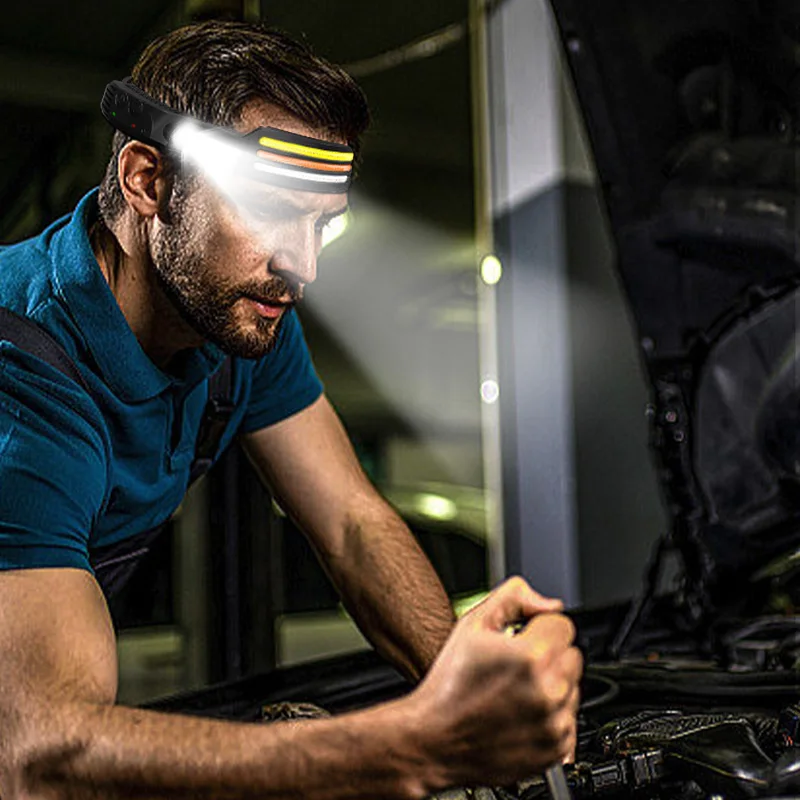 Lanterna de Cabeça Recarregável com Sensor de Movimento