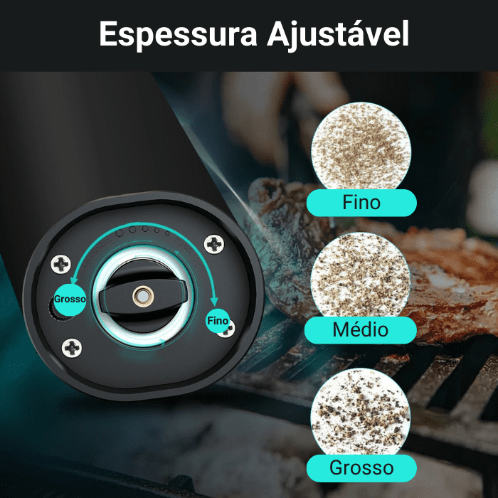 Conjunto Moedor de Sal e Pimenta Elétrico Ajustável
