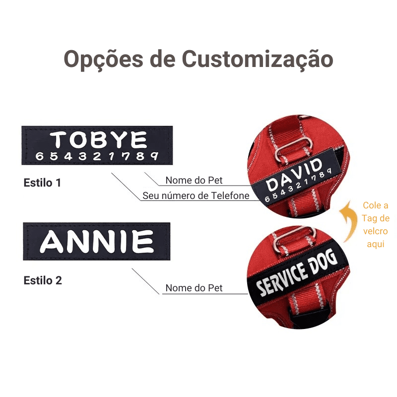 Coleira para Cachorro Peitoral Personalizada - Opções de personalização