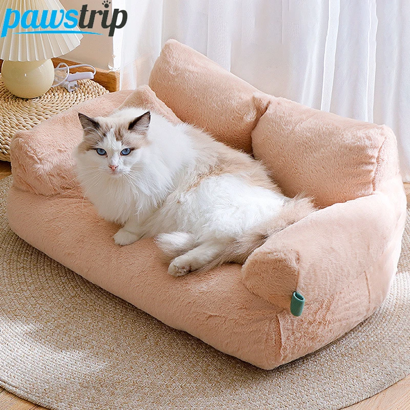 Sofá Cama de Luxo para Gatos e Cachorros - Caqui