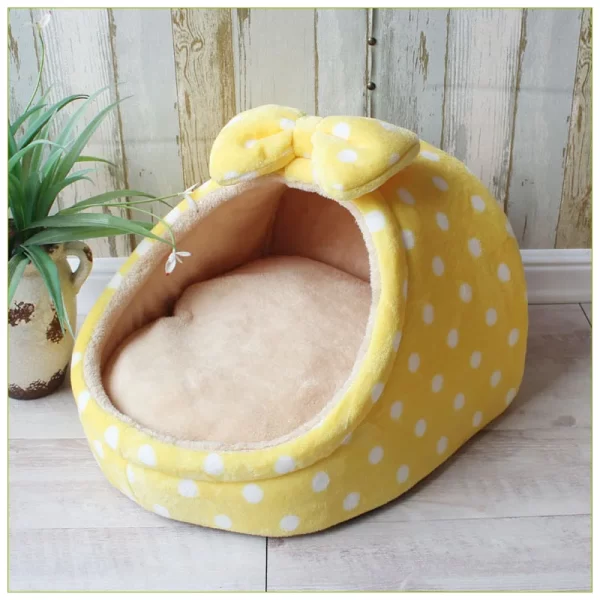 Cama Toca para Gatos e Pets Pequenos Lacinho - Amarelo