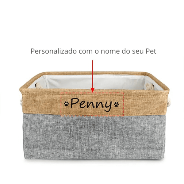 Caixa Organizadora de Brinquedos para Pets Personalizada – Nome do pet