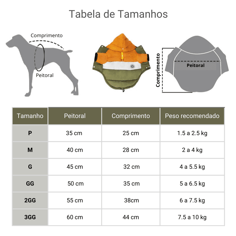 Jaqueta de Inverno para Cachorros Impermeável com Capuz