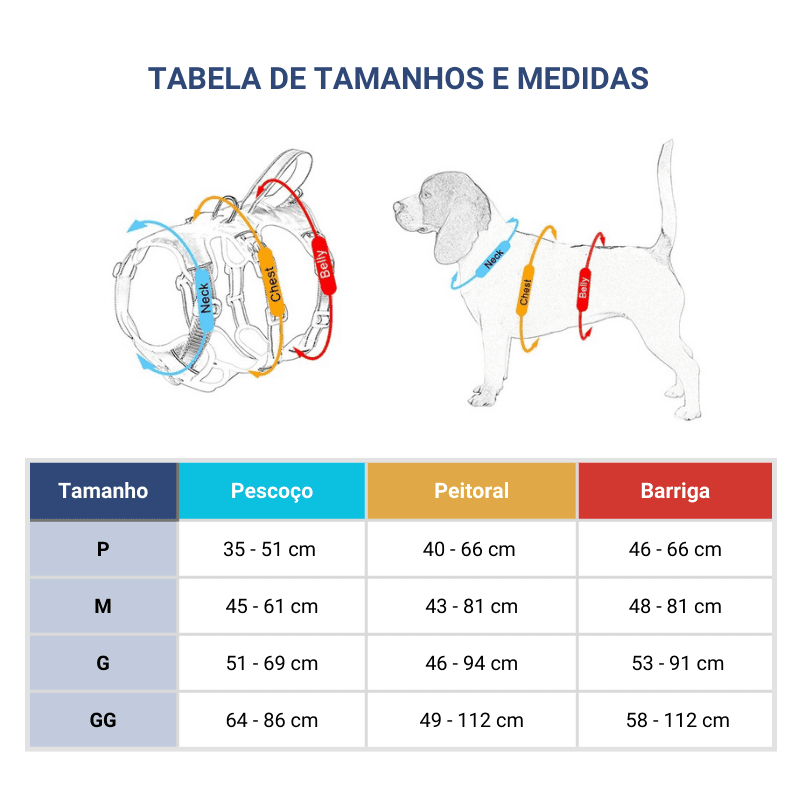 Peitoral Antifuga para Cachorros Médios e Grandes