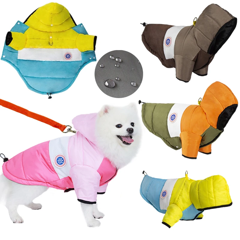 Jaqueta de Inverno para Cachorros Impermeável com Capuz