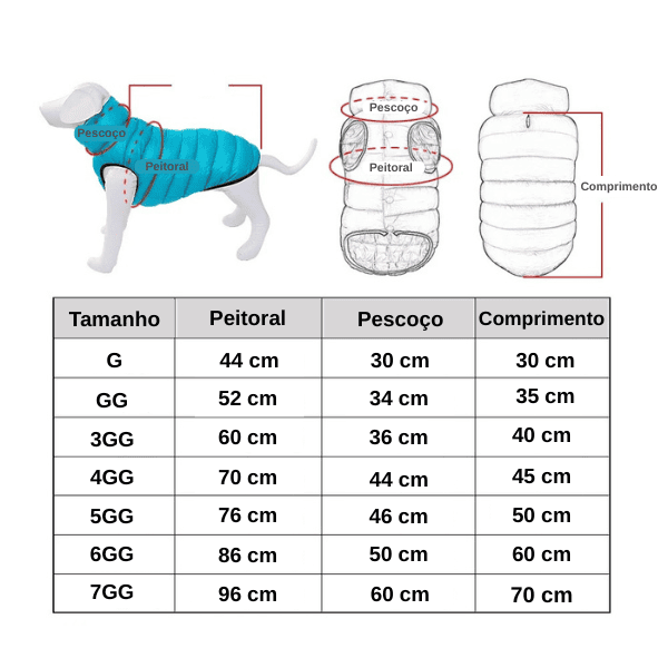 Roupa de frio para Cachorro - Dupla Face e impermeável