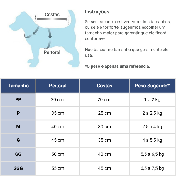 Casaco de Pelúcia para Cachorro com Capuz de Urso – tabela de tamanhos