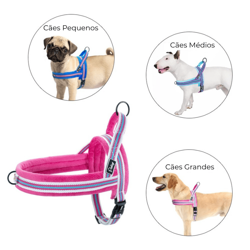 Coleira Antipuxão para Cachorro Forrada de Lã