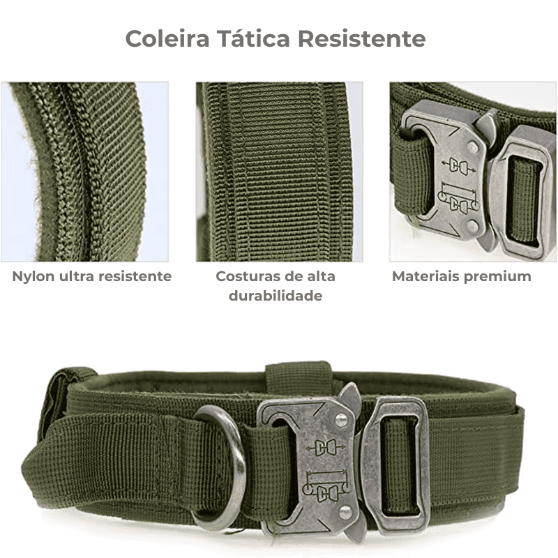 Coleira Tática para Cachorro Médio e Grande – resistente e ajustável